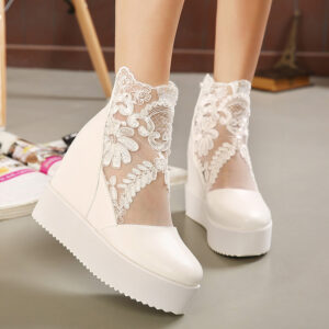 Noir Bloom Mesh Wedges